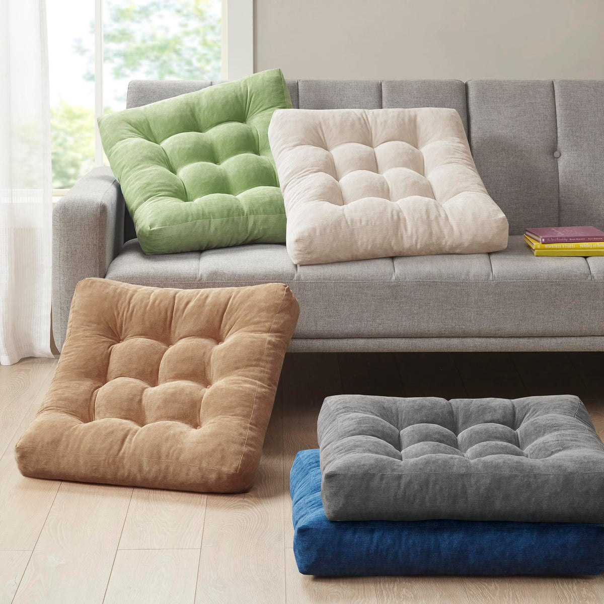Floor Pillows Set of 6 (6 Pack / Square | Green | 6 Pack)