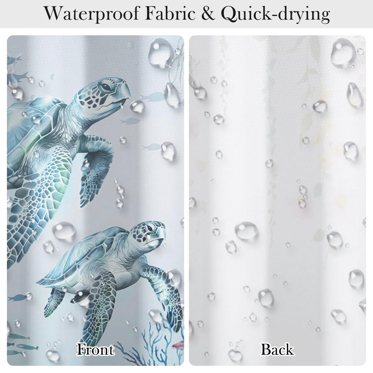 Sea Turtle Shower Curtain with Hooks (Sea Turtle / 72"W x 72"L (Pack of 1))