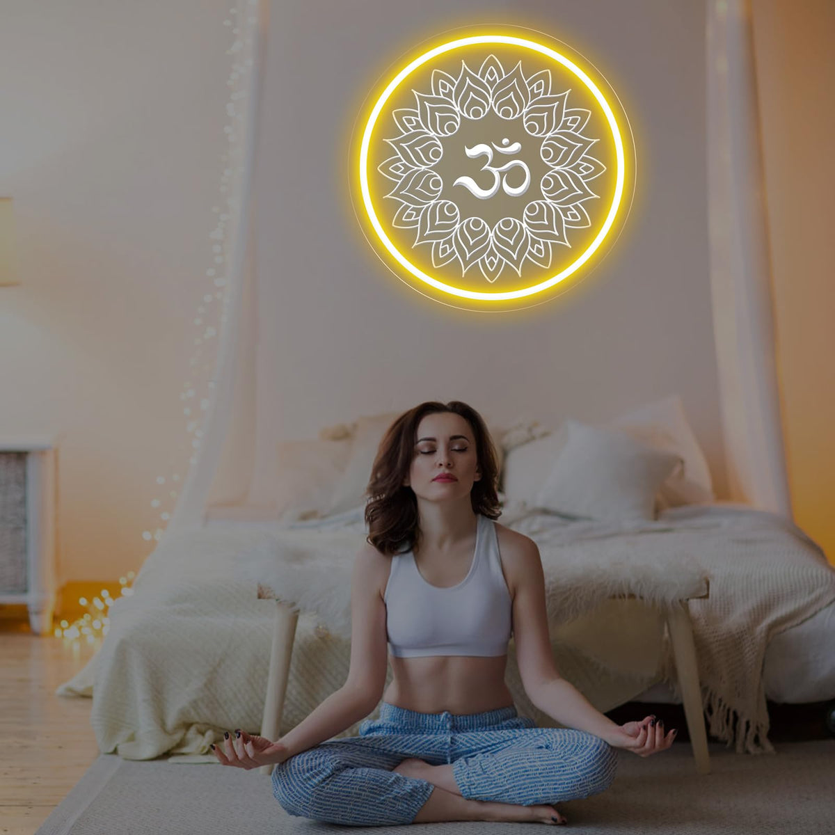 Om Mandala Neon Sign (Om-Golden Yellow M)