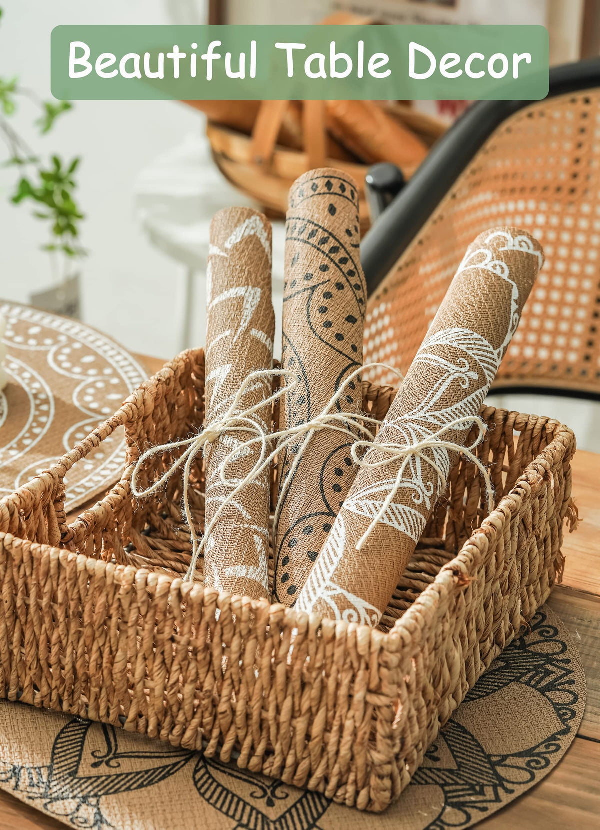 Set of 6 Boho PVC Round Placemats for Dining Table Mandala Table Mats Washable Heat Resistant Placemats Retro Table Decor Vintage Coffee Bar Mat Waterproof Dining Mat Bohemian Style (Mix)