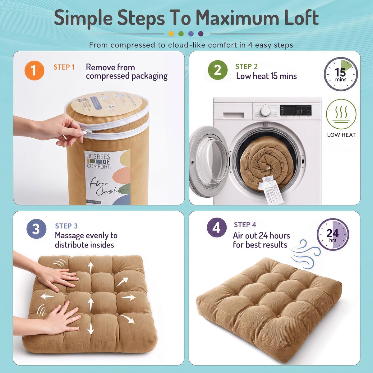 Meditation Floor Pillow (1 Pack / Square | Coffe | 1 Pack)