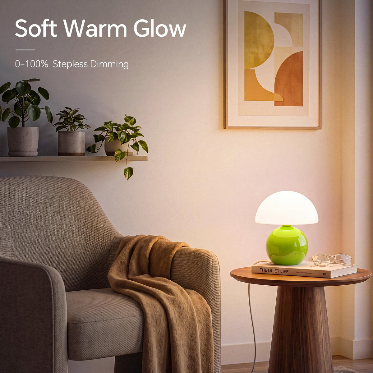 Mushroom Lamp Table Lamp for Bedroom (Green)