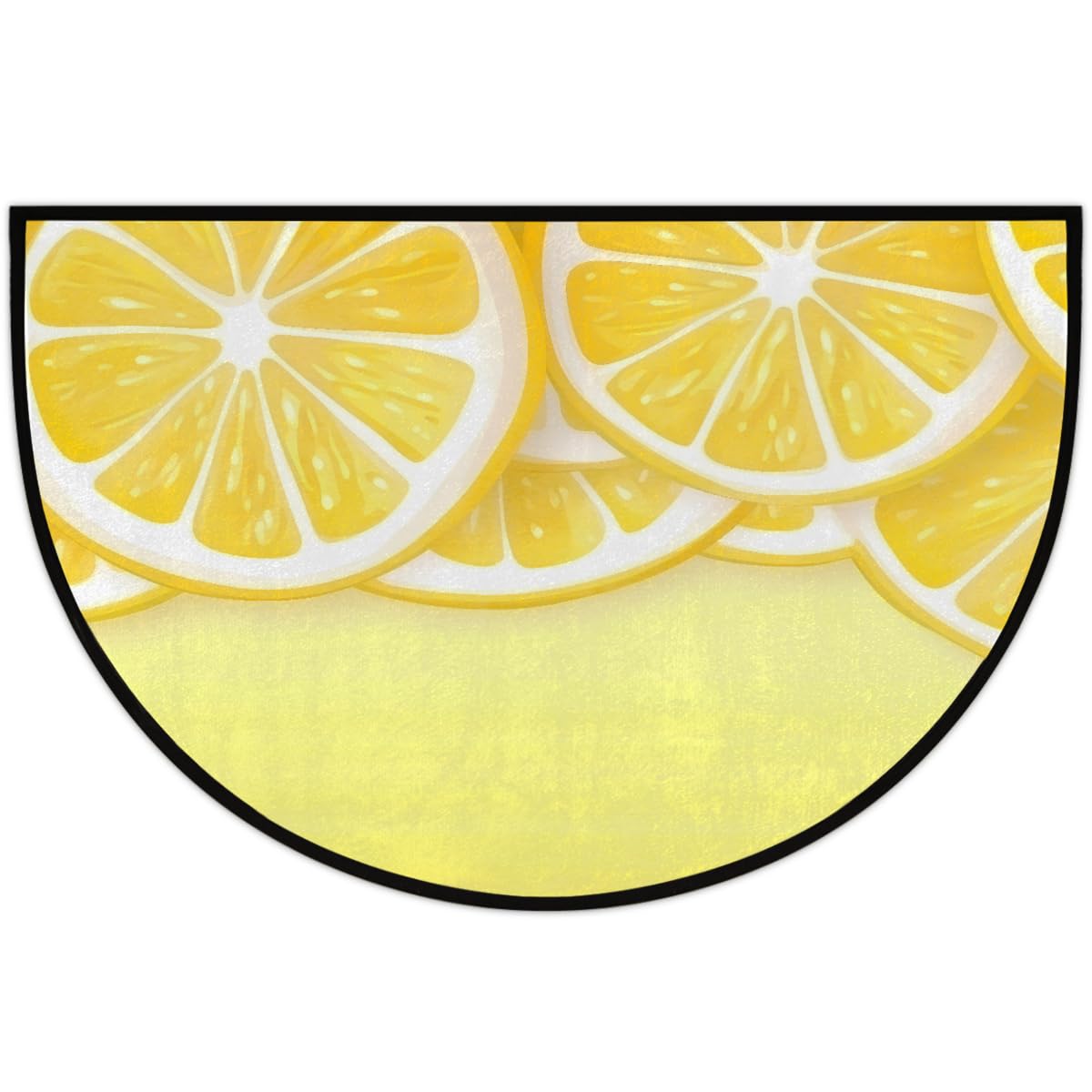 Half Round Door Mat Summer Lemon Slices Yellow Welcome Mats Non (36 inch x 24 inch (Semicircular) / Summer Lemon Slices Yellow)