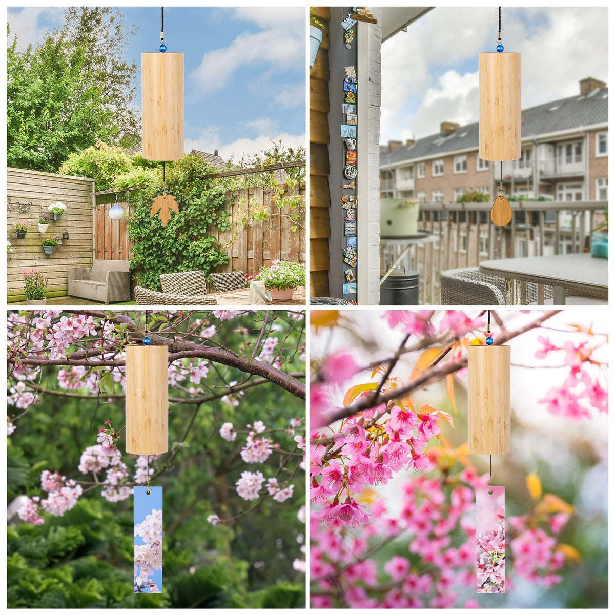 Bamboo Wind Chimes for Outdoors Meditation Zen Windchime Memorial Wind Chimes Sound Therapy Nature Sound