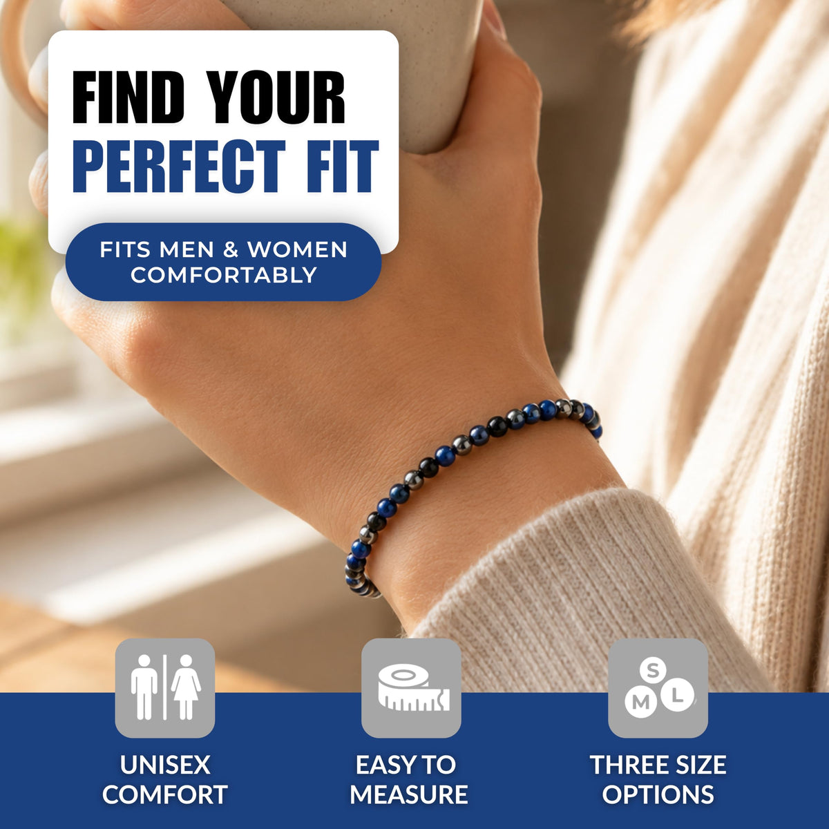 Triple Protection Blue 4mm Beaded Bracelet (Triple Protection Blue / Small)