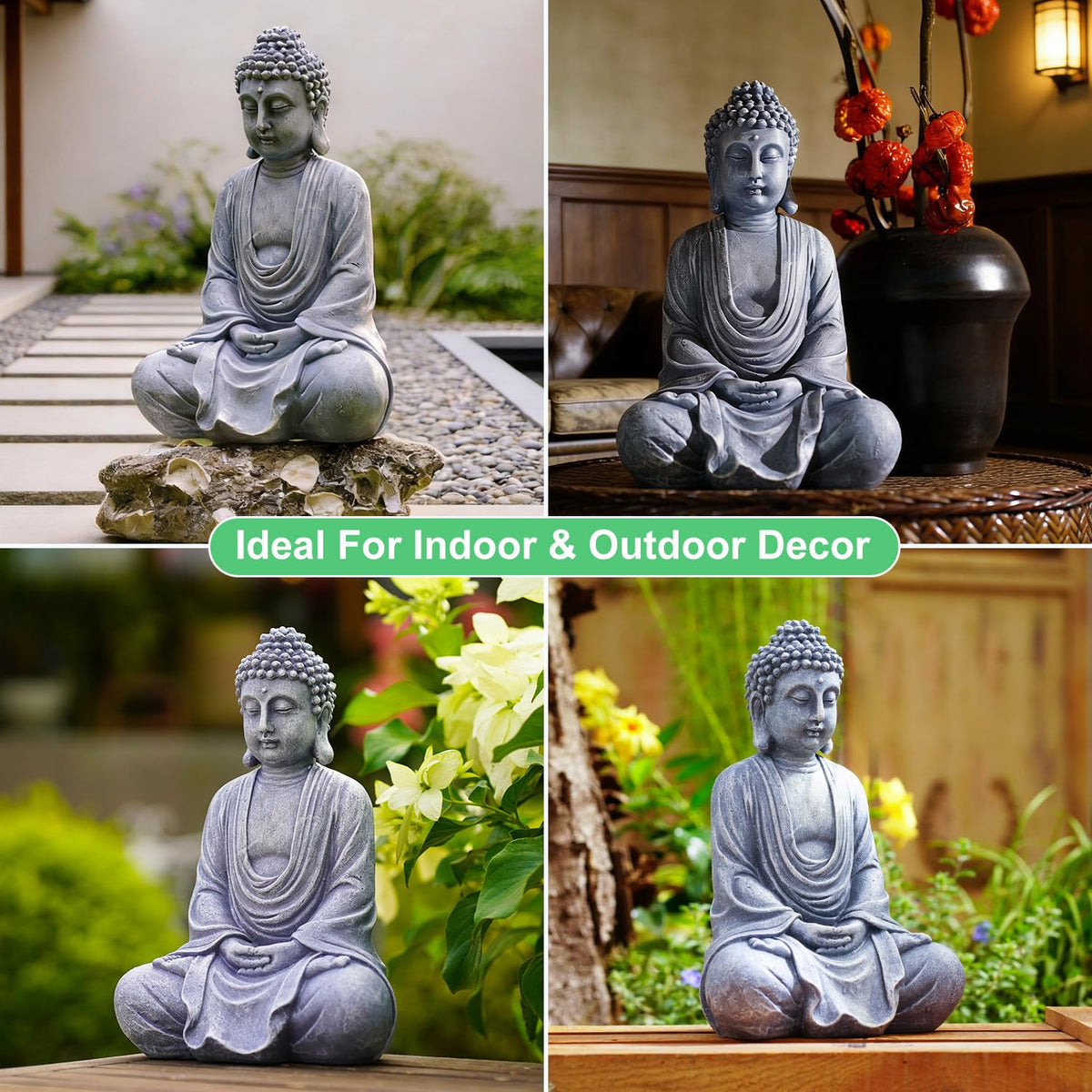 11.4" Meditating Buddha Statue Home Decor (Gray - 11.4 Inch)