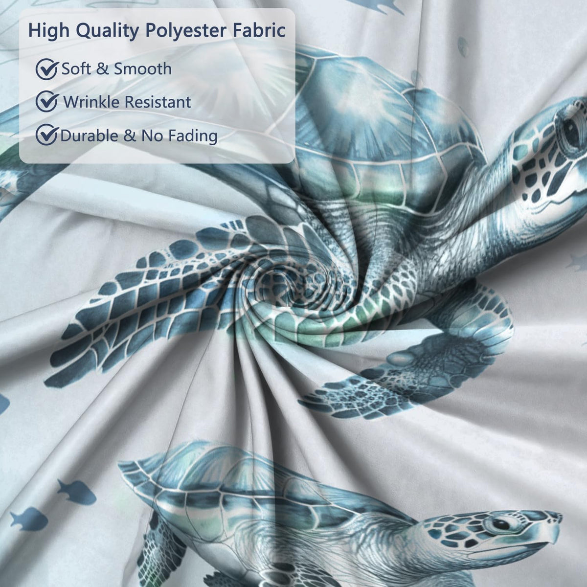 Ocean Themed Shower Curtain 71x74 Inch (Sea Turtle)