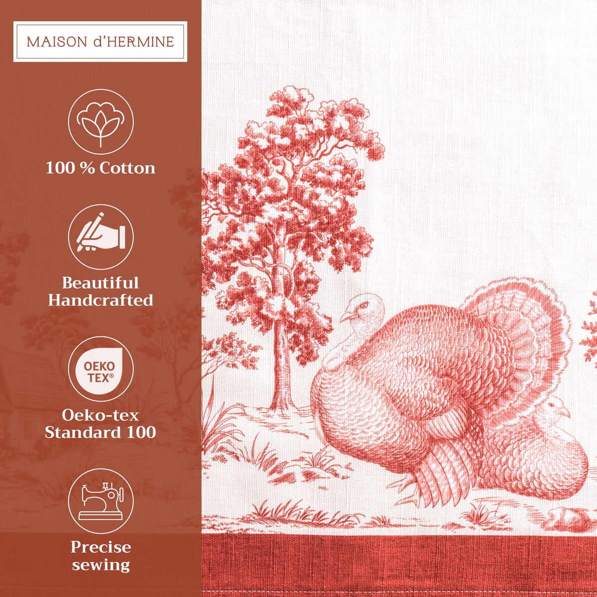Placemats Set of 4 Reusable 100% Cotton (087 - Holy Jouy - Red / 13" X 19" (Pack of 4))