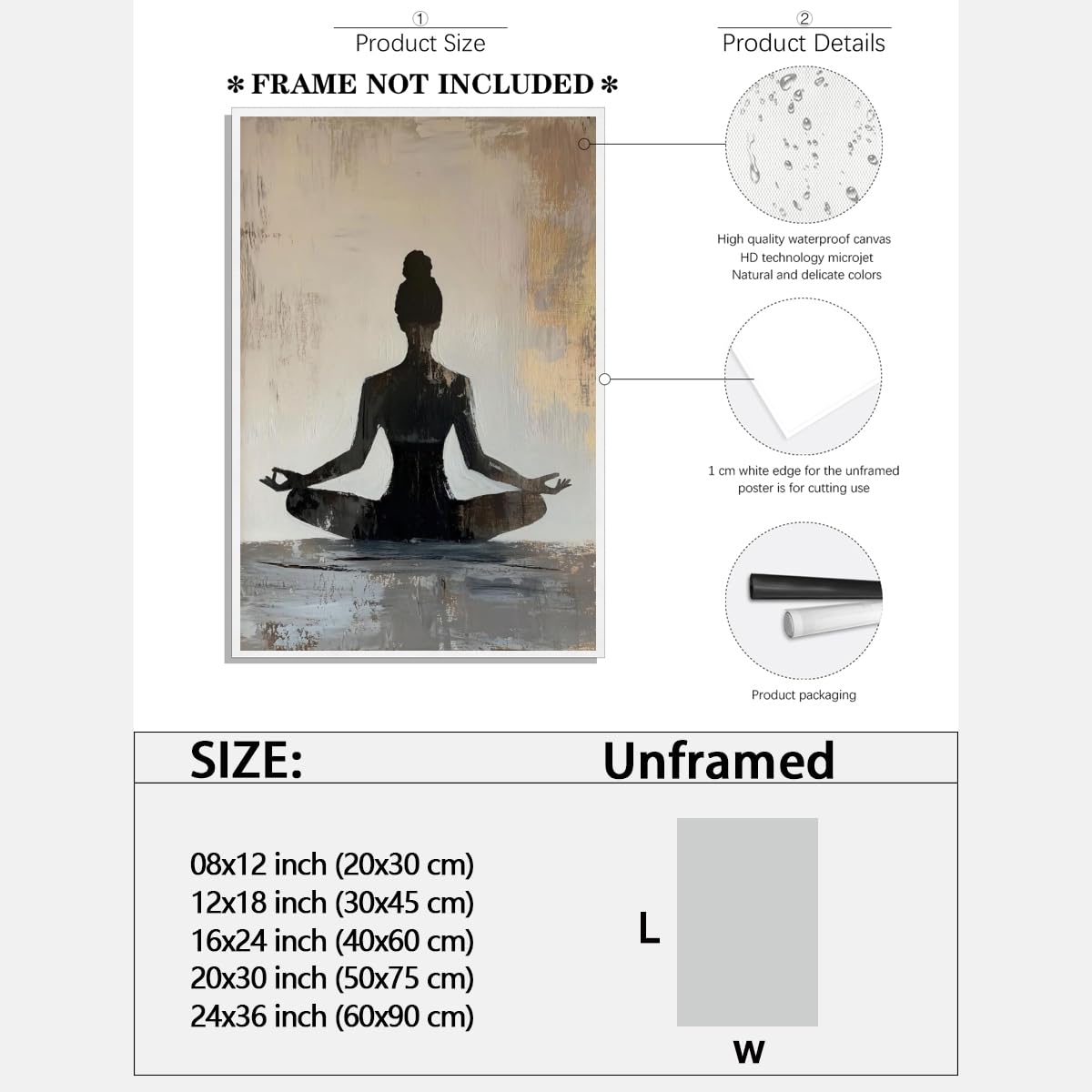 Meditation Wall Art Minimalist Yoga Pose Poster Zen Decor Calming Corner Canvas Prints Mindfulness Wellness Art for Yoga Studio Decor 24x36inch Unframed (style-2-Unframed / 24"L x 36"W - Unframed)