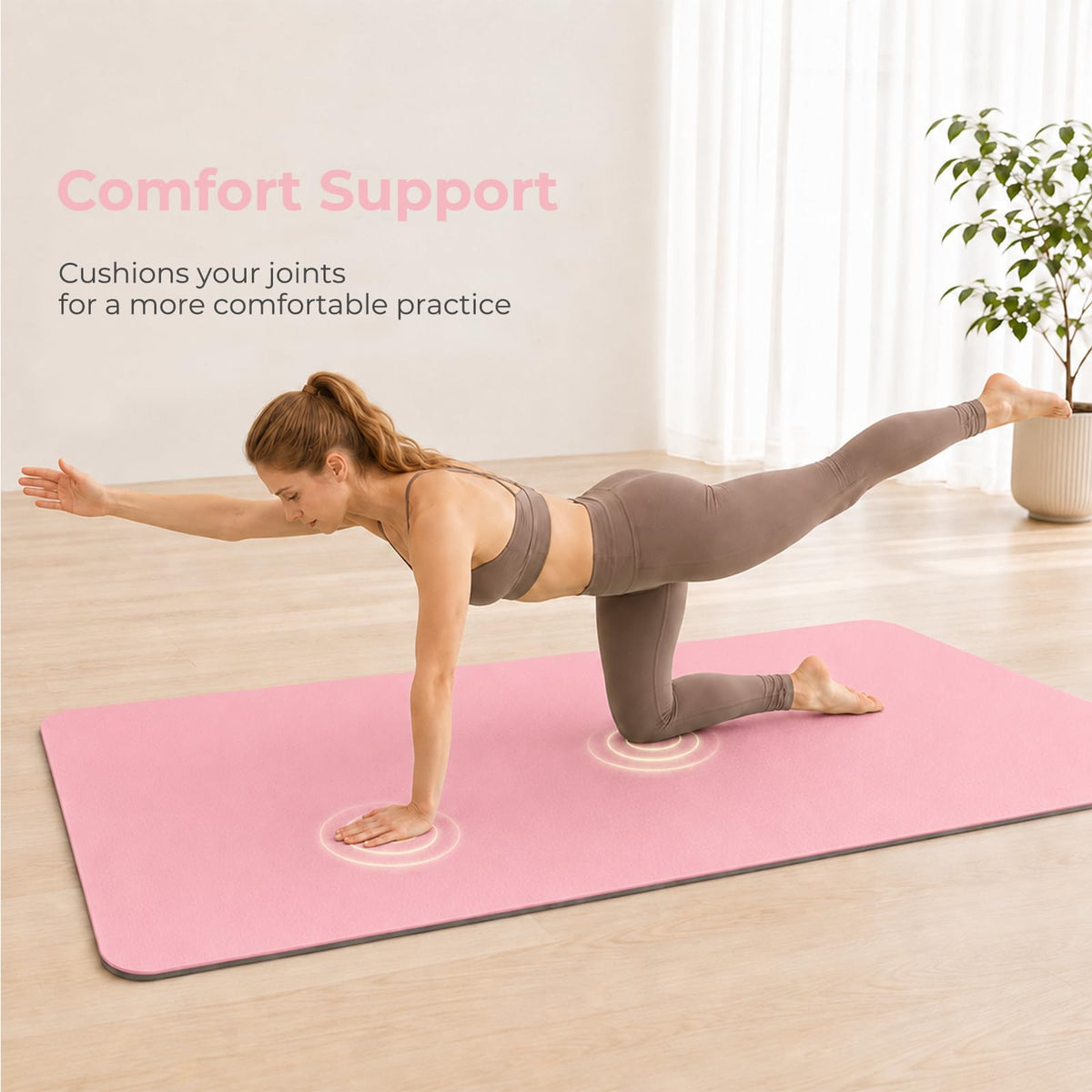 TPE Yoga Mat 72"x35" (Pink Grey / 72*35*0.4inch)