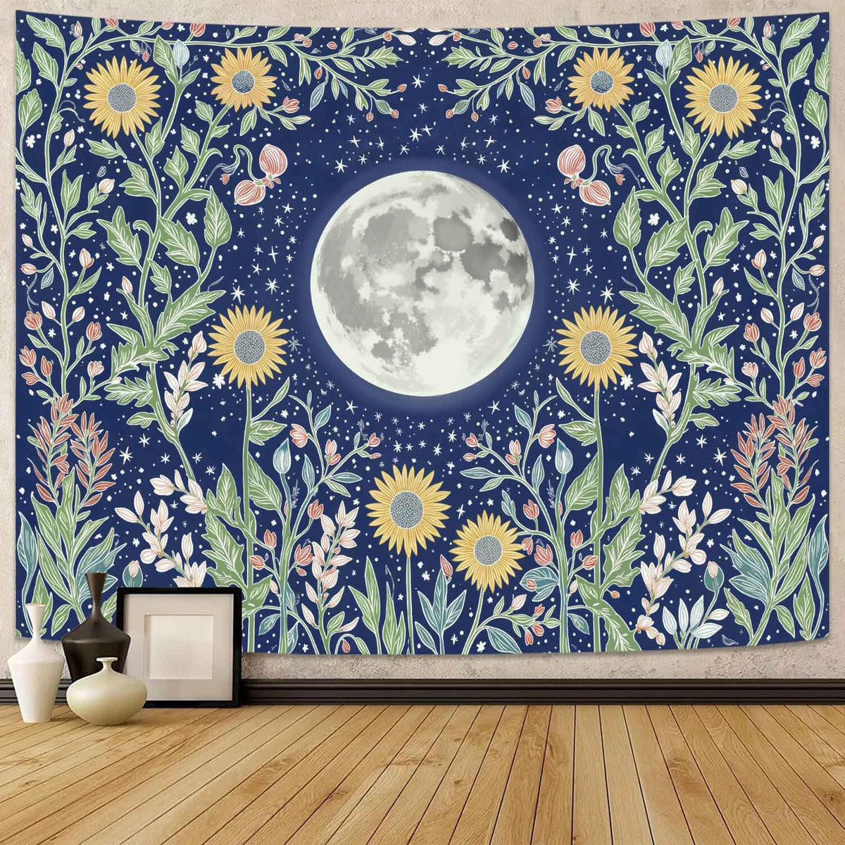 Celestial Sun Tapestry (Light Blue / 60"L x 44"W)