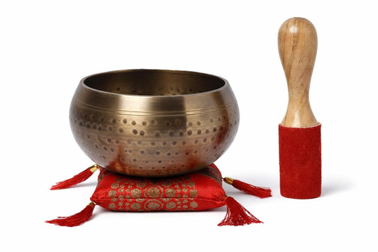 Tibetan Singing Bowl Set with Cushion & Mallet (Gold_2)