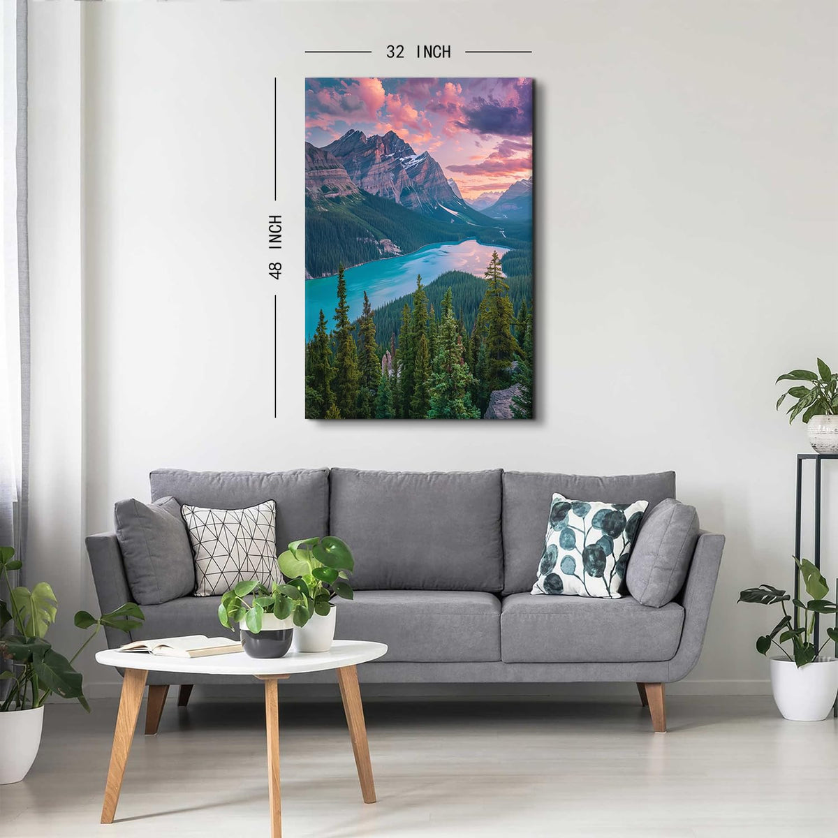 Mountain Landscape Wall Art for Living Room Decor Forest Pictures Wall Decor Blue Lake Scenic Canvas Prints Nature Scenery Photography Posters Artwork for Bedroom Office Home Decorations 32x48" (48"L x 32"W / Baff National Park)