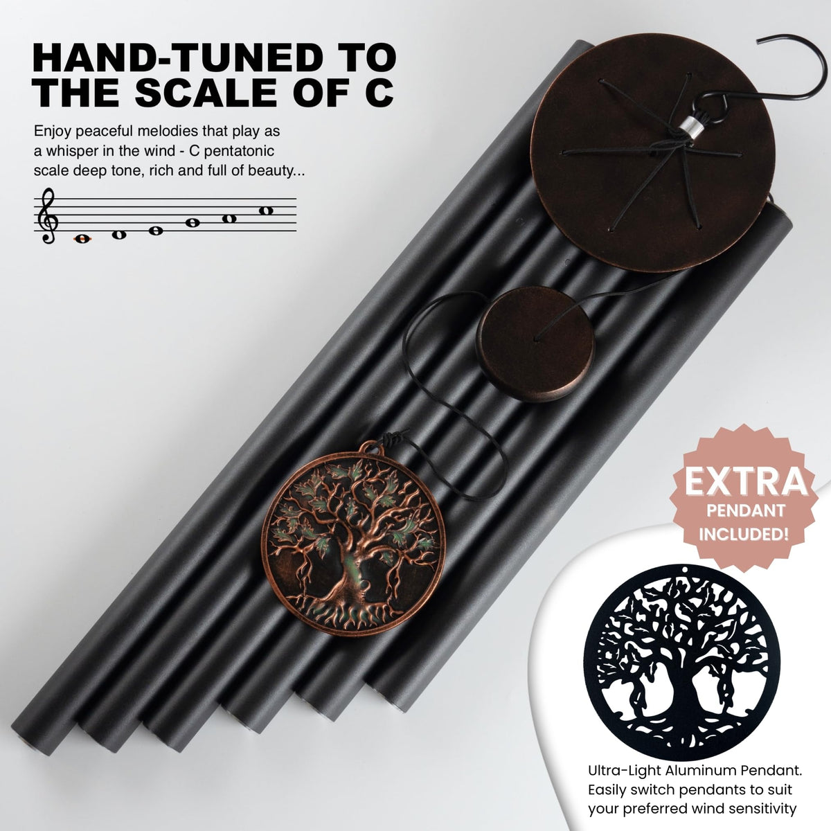 Large Wind Chimes for Outside Deep Tone (46" Tree of Life - A)