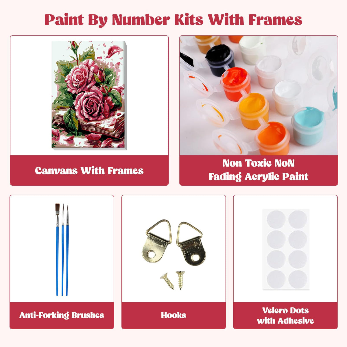 Rose Paint by Numbers Kit for Adults Beginner