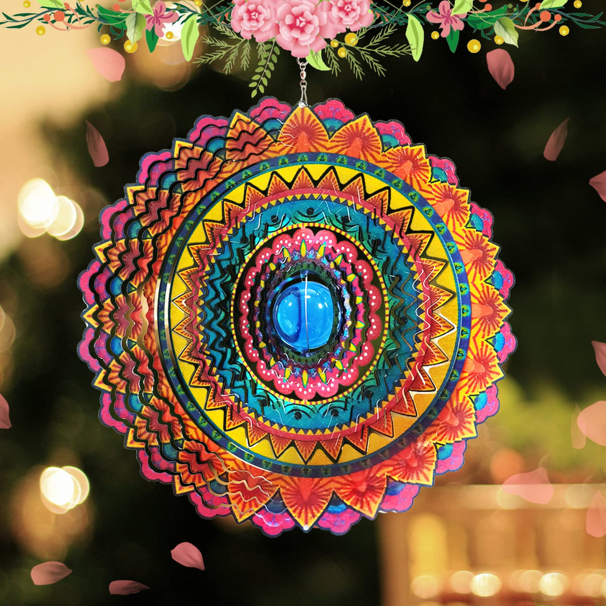Wind Spinner 3D Stainless Steel Christmas Decoration Room Decor Indoor (12inch / Mgb01)
