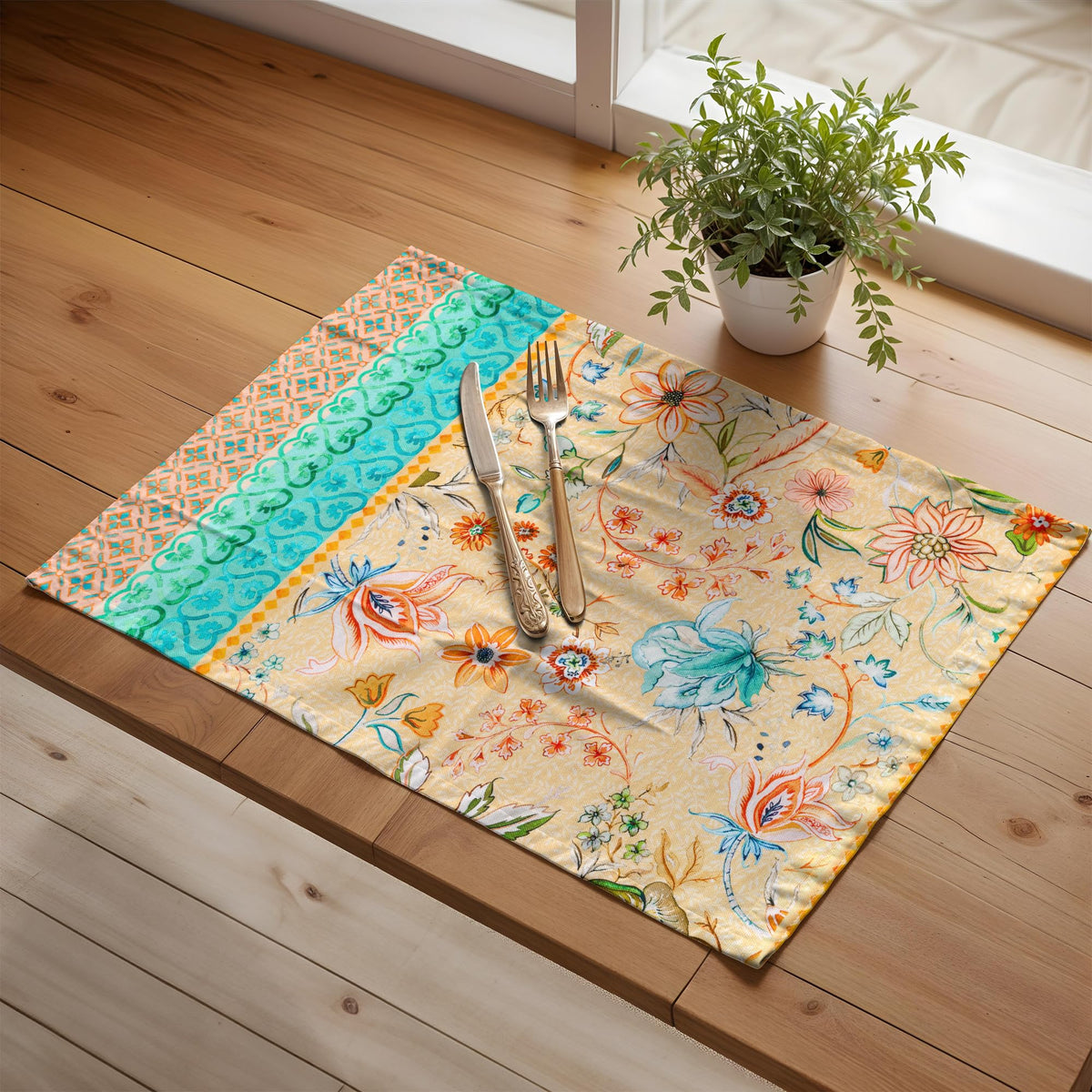 Placemats Set of 4 Reusable 100% Cotton (099 - Luxury Loft - Peach / 13" X 19" (Pack of 4))
