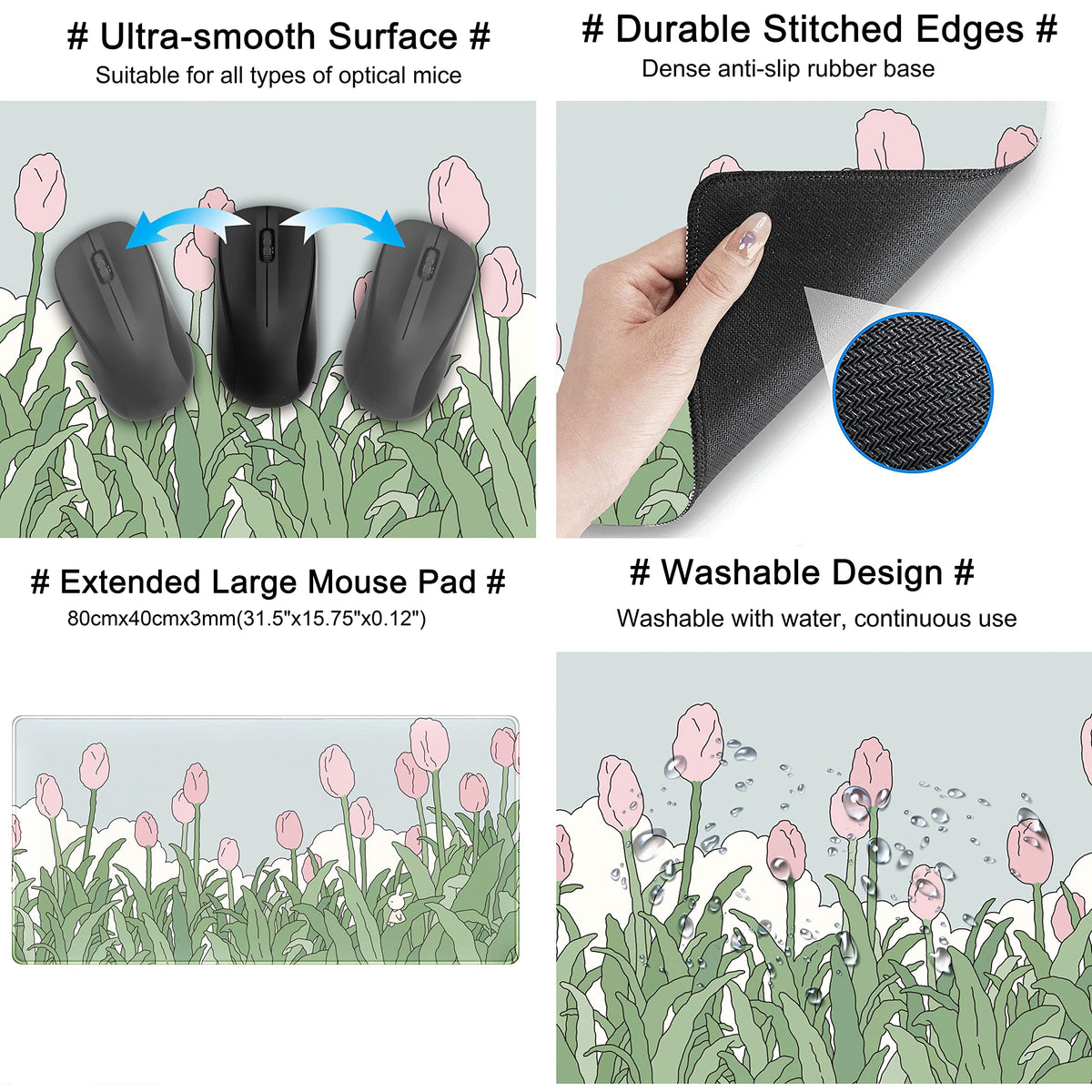 WatercolorTulip Flower Mouse Pads (A Pink Tulip)