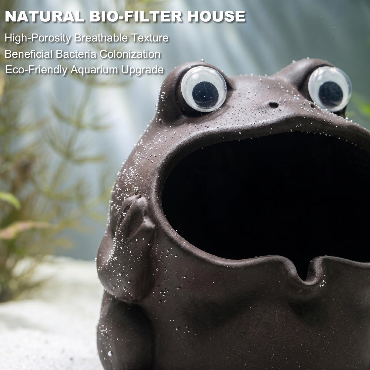 Premium Zisha Frog Aquarium Cave (Matte Dark Cocoa)
