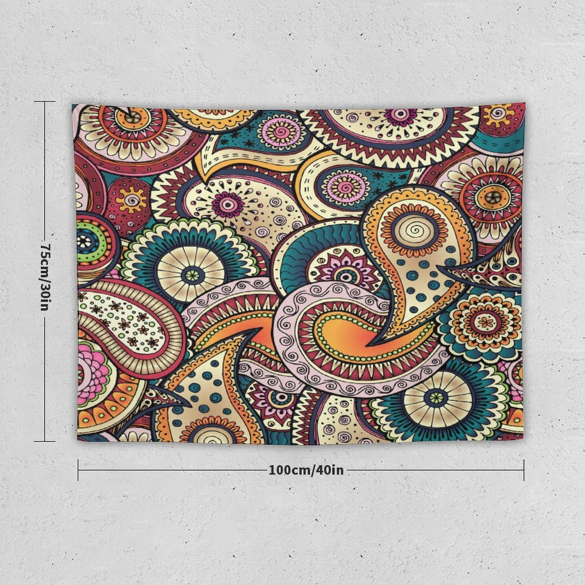 Indian Boho Tapestry Wall Hanging Mandala Design Colorful Bohemian Floral Paisley Tapestries Home Decor for Living Room Bedroom Apartment Farmhouse Dorm 30"x40" (30"L x 40"W / Mandala-24)