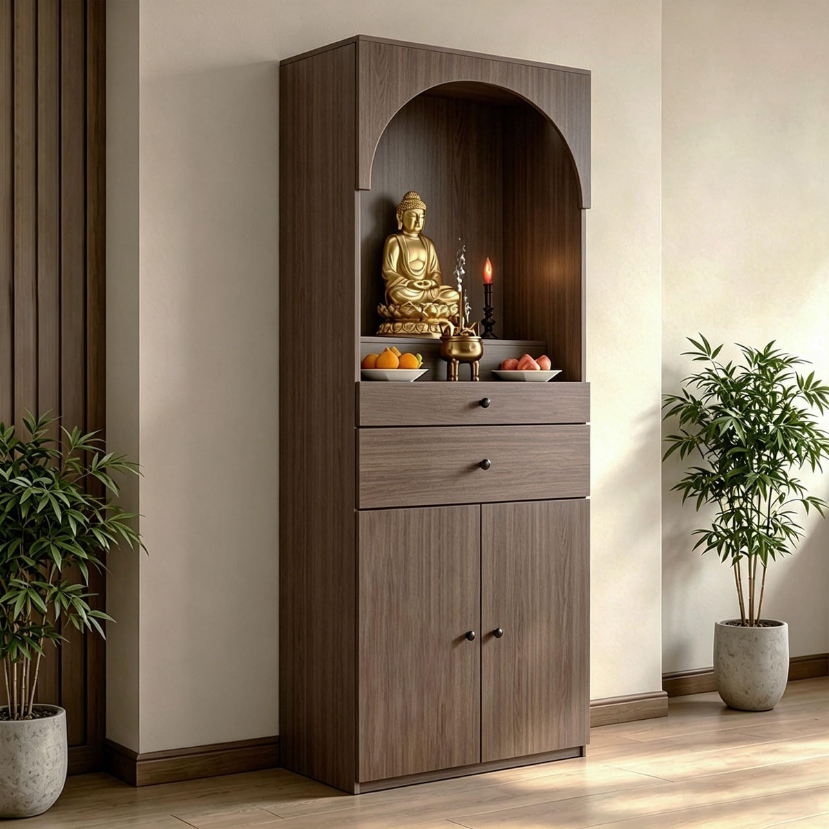 Altar Table Solid Wood (Light Brown Wood Grain / 27.6×15.7×65.4in)