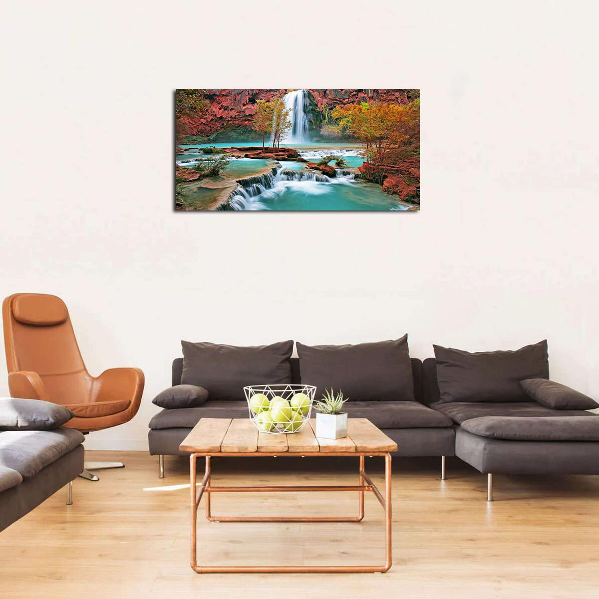 Tropical Forest Wall Art for Living Room Nature Waterfall Landscape Pictures Wall Decor Tree Falls Scenery Painting Modern Fall Scenic Canvas Prints Artwork for Bedroom Bathroom Home Decoration 20x40" (40"L x 20"W / Tropical Waterfall)