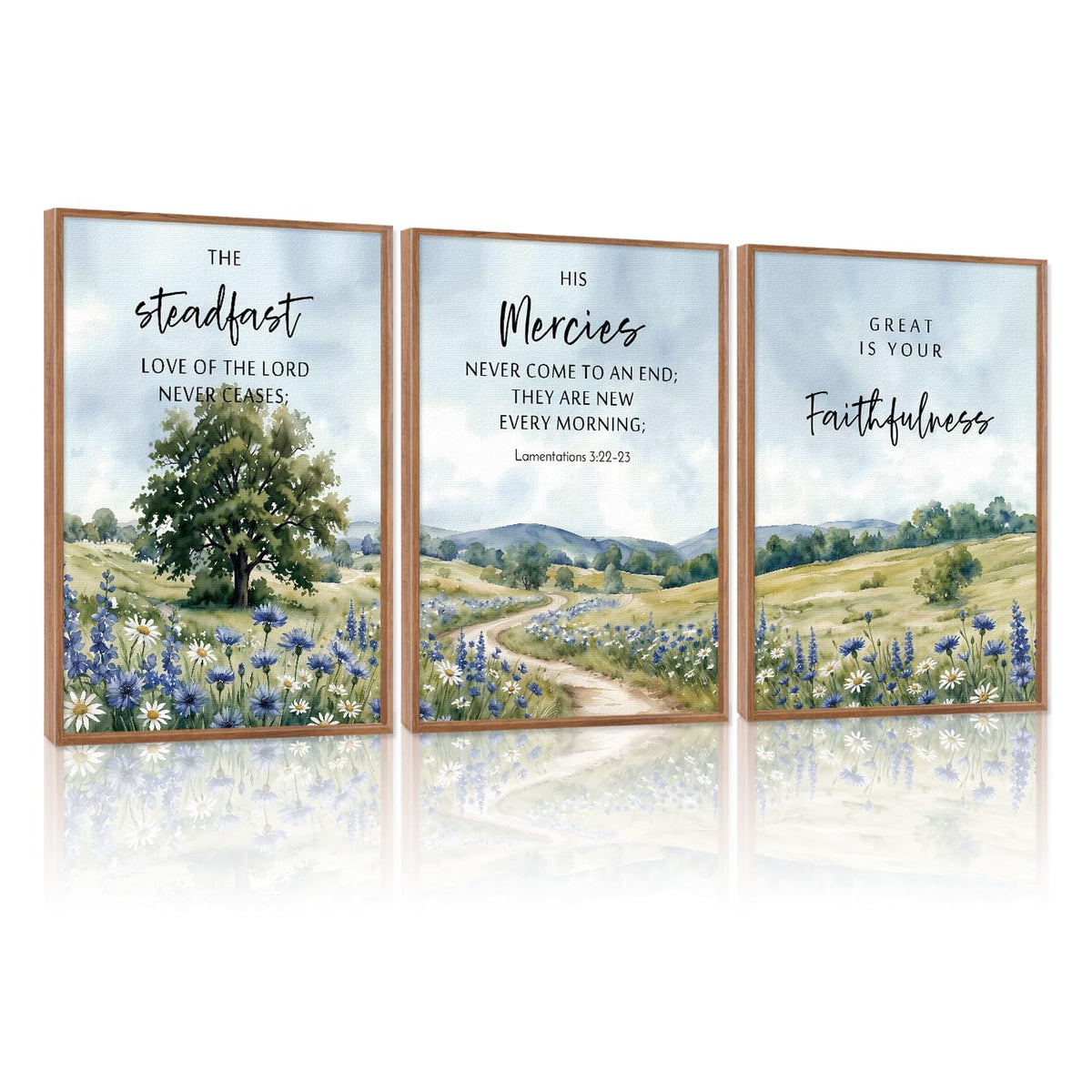 Christian Bible Verse Framed Canvas Wall Art Set Of 3 (Scripture B)