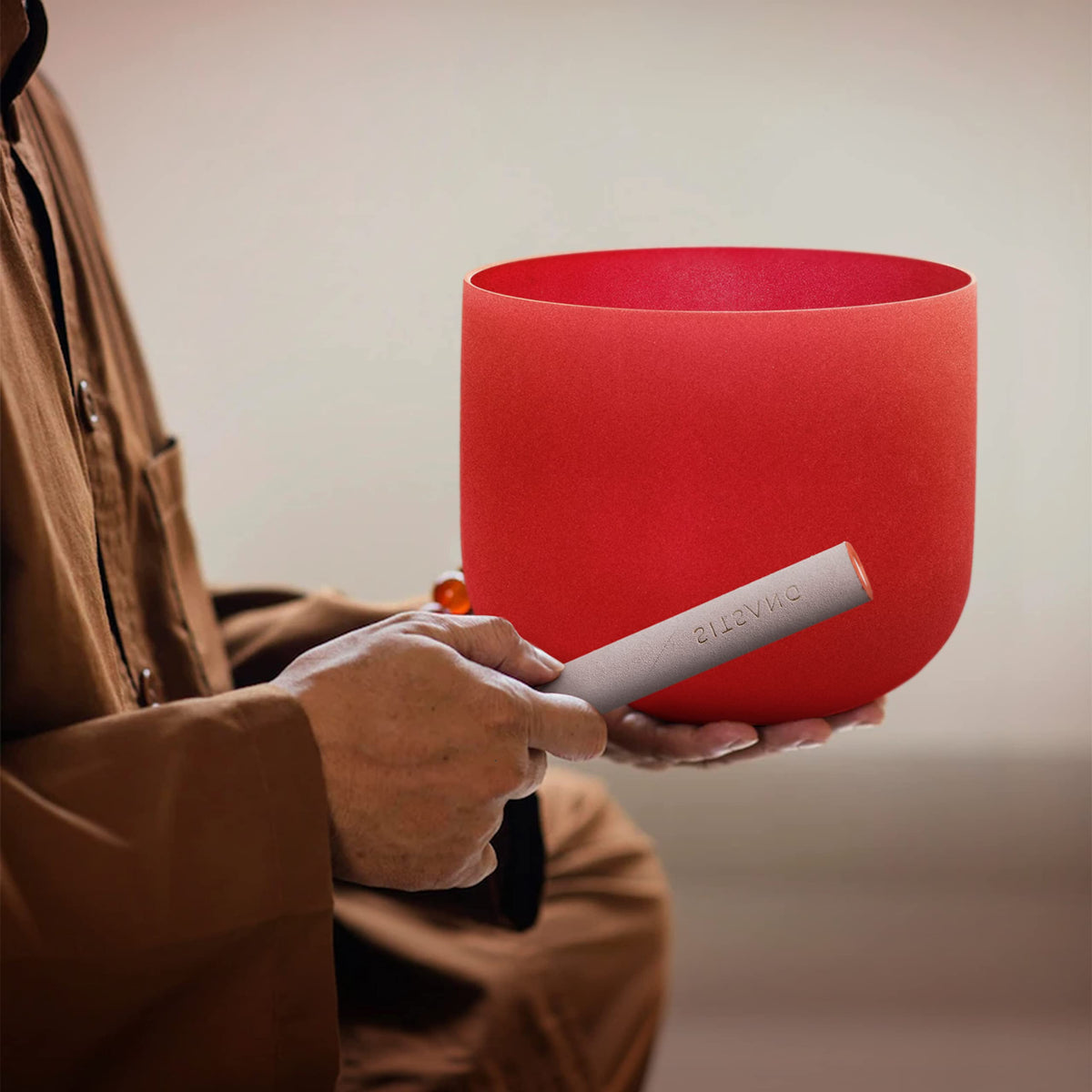440Hz Red C Note Crystal Singing Bowl Root Chakra 8 inch with Heavy Duty Carrying Case and Suede Mallet (8 inch / 440Hz Red C Note)