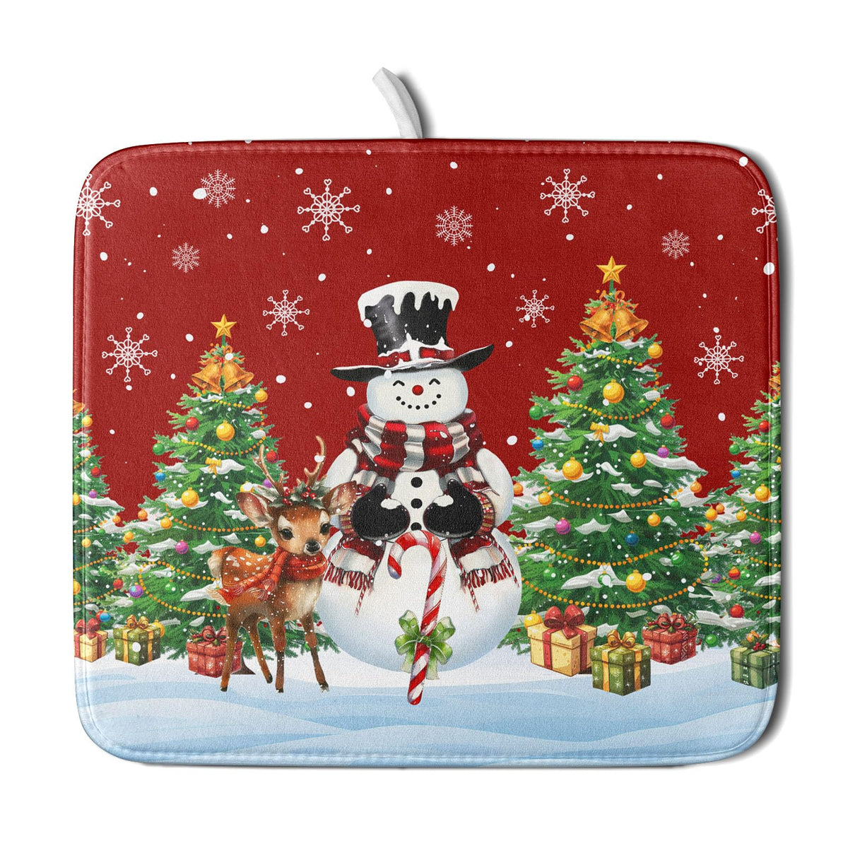Christmas Snowman Dish Drying Mat for Kitchen Counter (Christmas / 16" x 18")