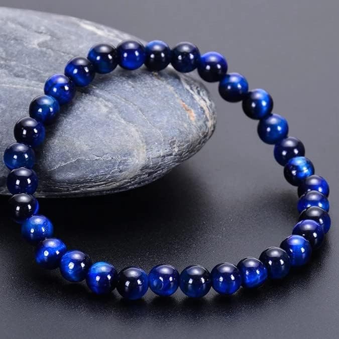 116 Pcs Blue Tiger Eye Beads for Jewelry Making 6 MM Tiger’s Eye Gemstones Loose Stone Beads for Bracelet Making (Blue Tiger Eyes / 6MM, 116-120pcs)