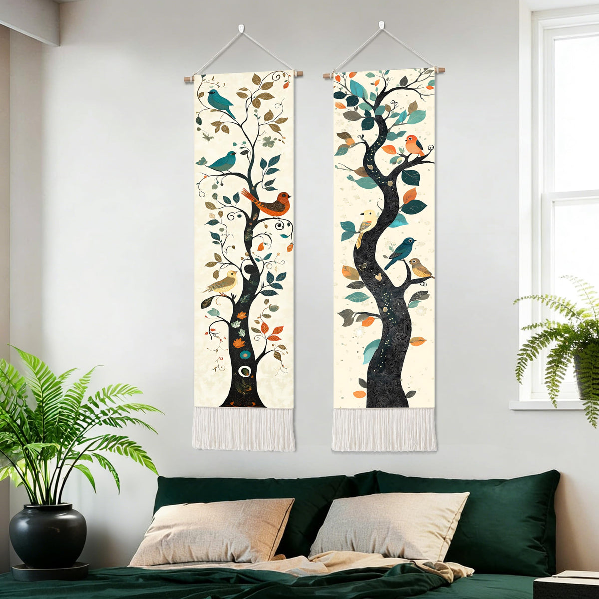 2 Pack Long Vertical Wall Tapestry (Boho Tree / 13"Wx51"H)