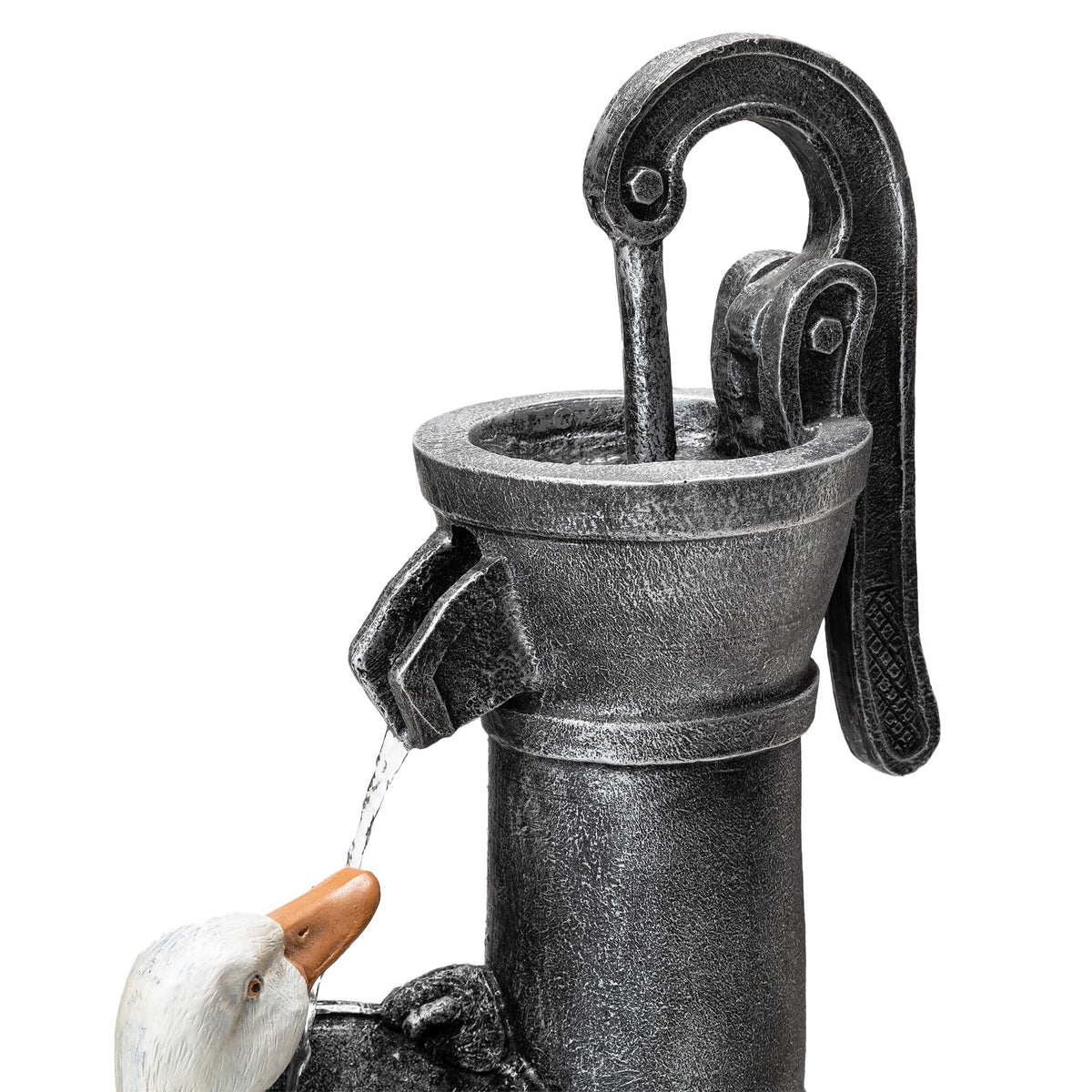 24" Farmhouse Duck Outdoor Fountain with LED & Pump (Cute Duck Family Fountain / 24"H)