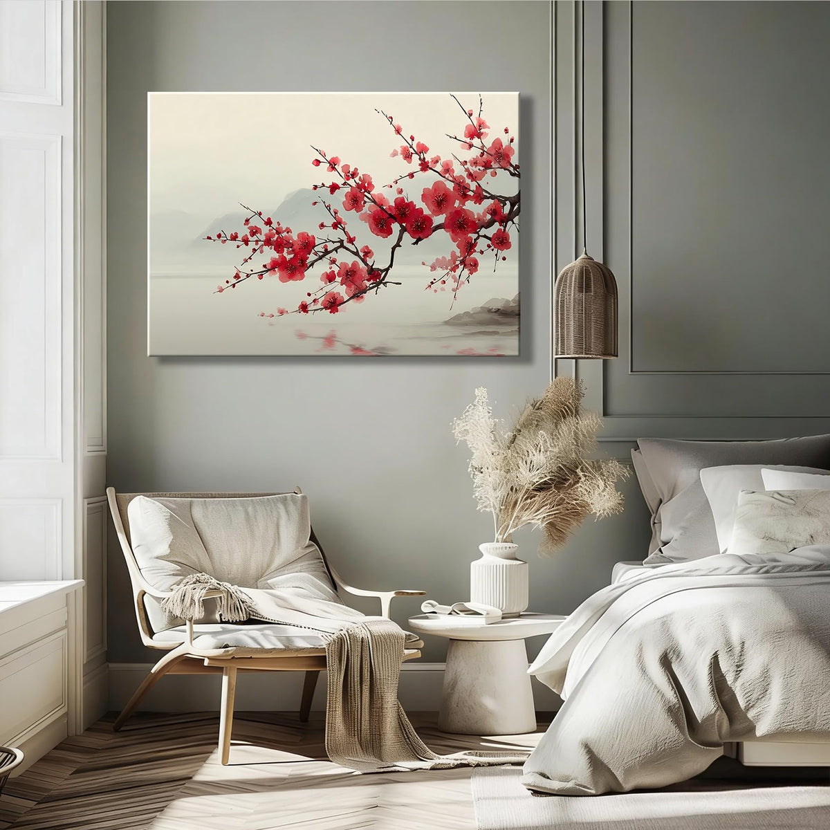 Elegant Sakura Branch Wall Decor (Pictures7 / 18"L x 12"W)