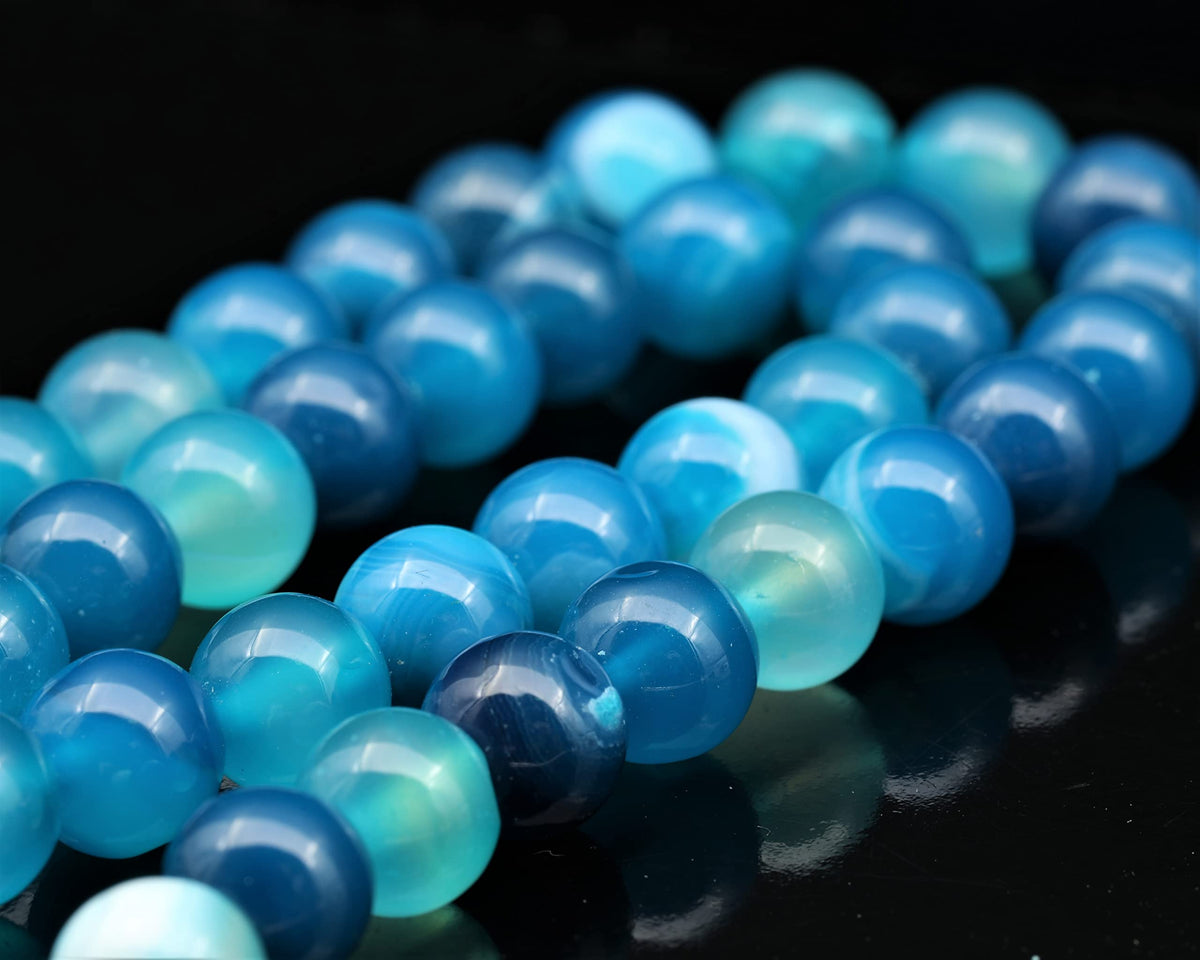 Natural Blue Agate Beaded Choker Necklace (Blue Agate / 14 Inches)