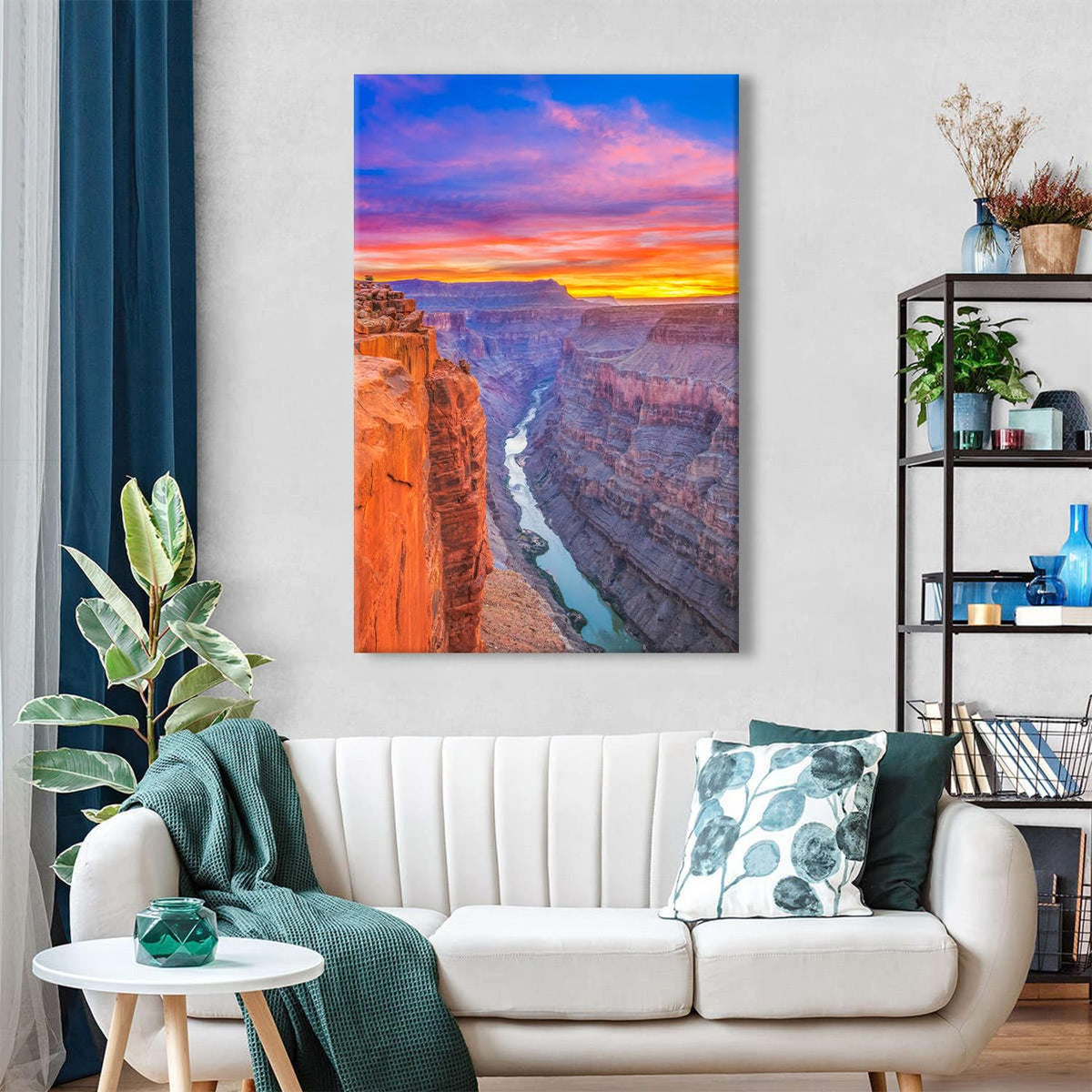 Grand Canyon National Park Wall Art Burnt Orange Sunset Skyline Pictures Wall Decor Nature USA Rock Mountains Canvas Prints Wilderness Landscape Photo Poster Modern Artwork Bedroom Decorations 32x48" (32"L x 48"W / Nature20)