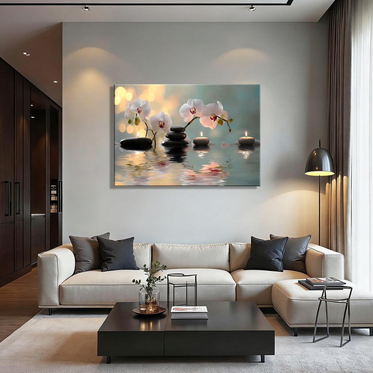 Framed Orchid Spa Wall Art Canvas Prints (Pictures2 / 12"L x 8"W)