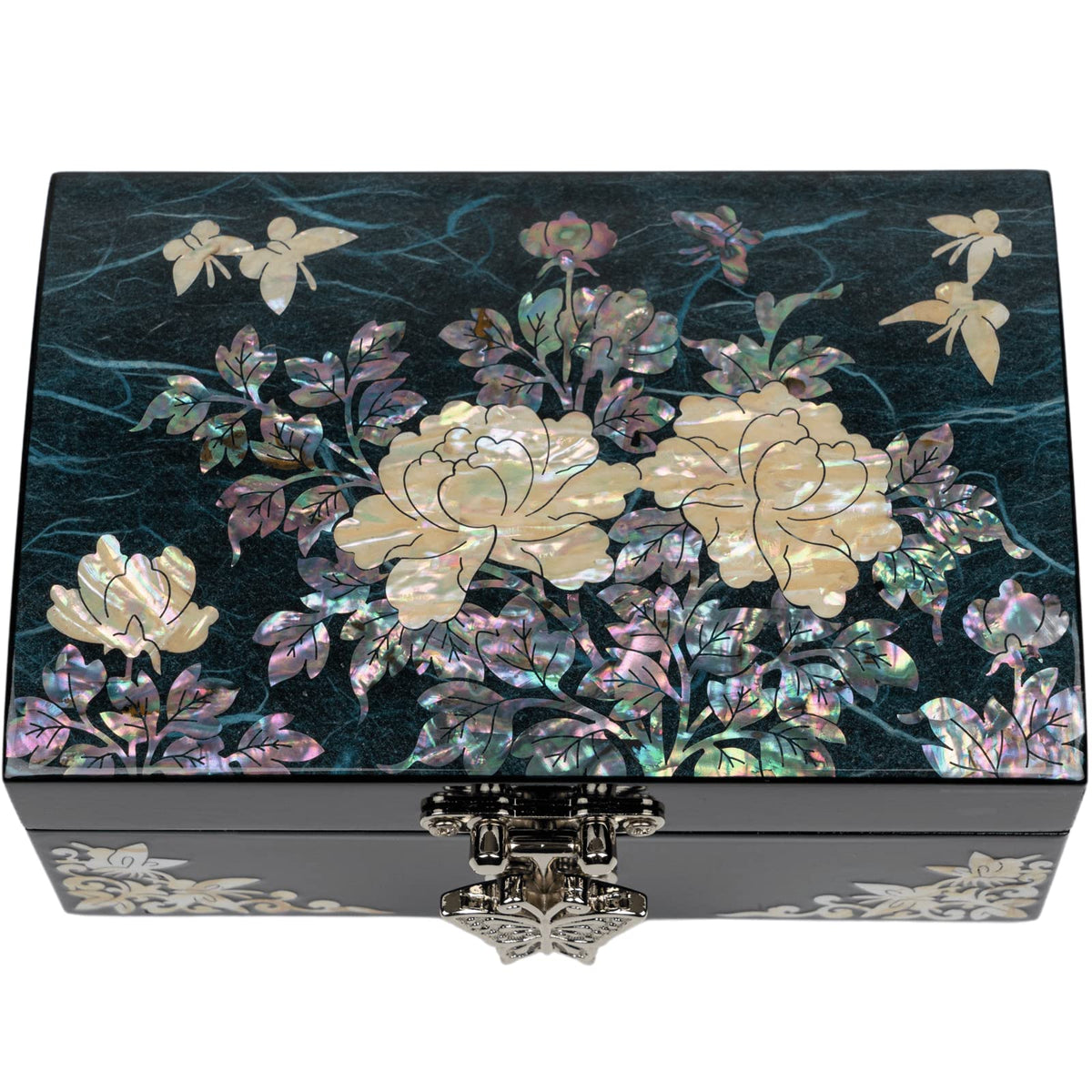 Mother of Pearl Small Jewelry Box (Dark Turquoise)
