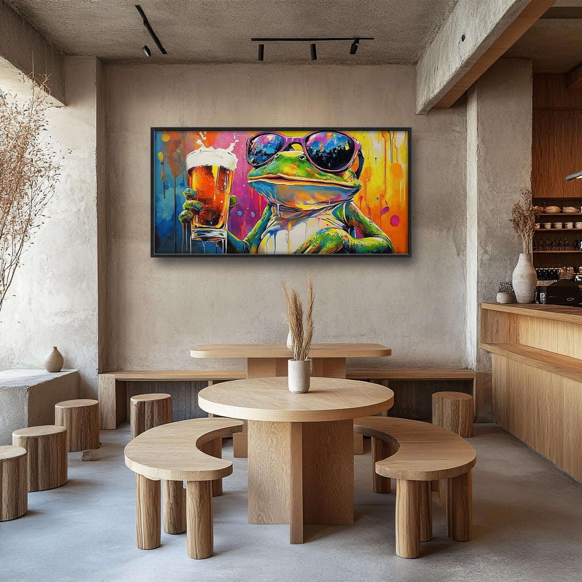 Large Graffiti Frog Wall Art for Funny Frog Beer Wall Decor 60"x30" (frog / 60"L x 30"W)