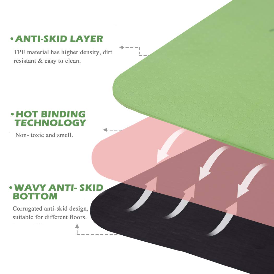 Yoga Mat Extra Thick 1 (72"x24"x1/3" / Vibrant Green & Black)