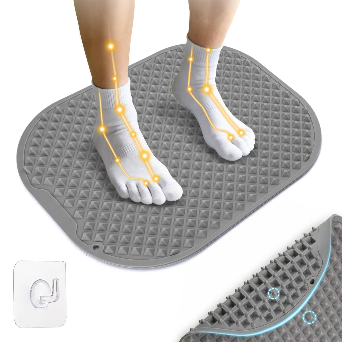 Upgrade Silicone Foot Massager Mat with Dual (Gray / Large)