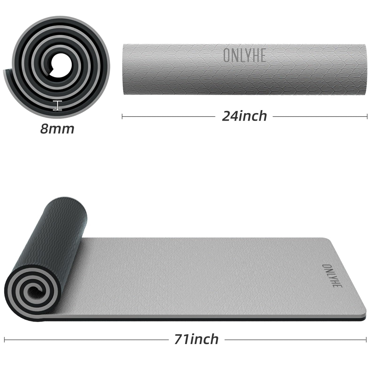 Yoga Mat Thick (Grey + Black)