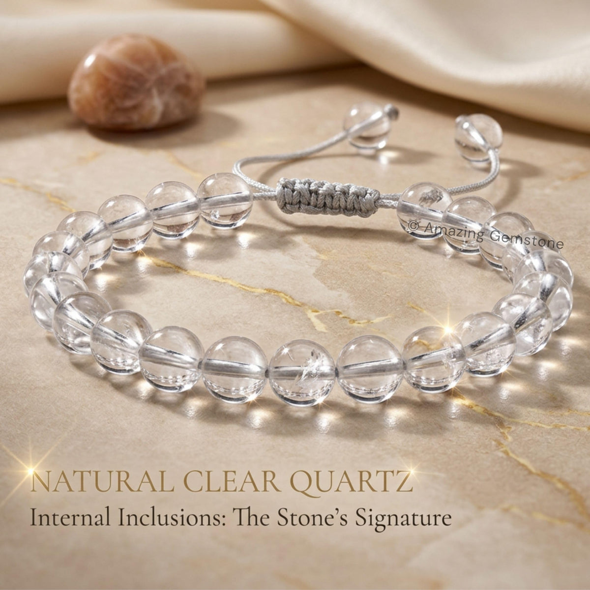 Clear Quartz Bracelet for Men & Women (Clear Quartz)