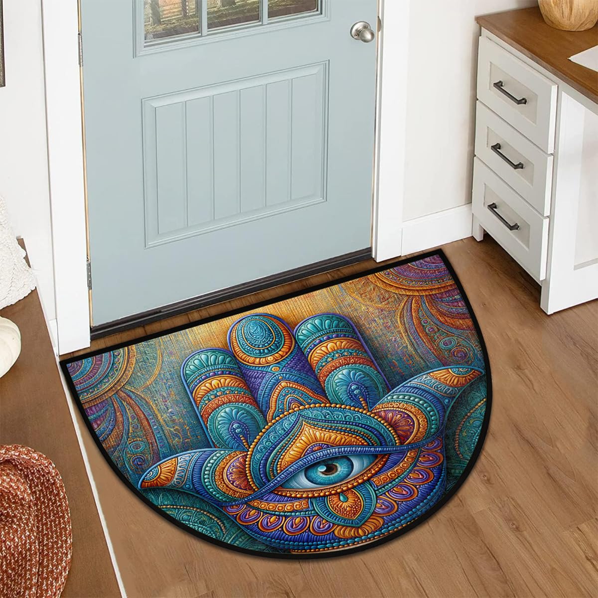 Mandala Half Round Door Mat Semi Moon Rug Fireplace Carpet Area Rugs (Color:47)