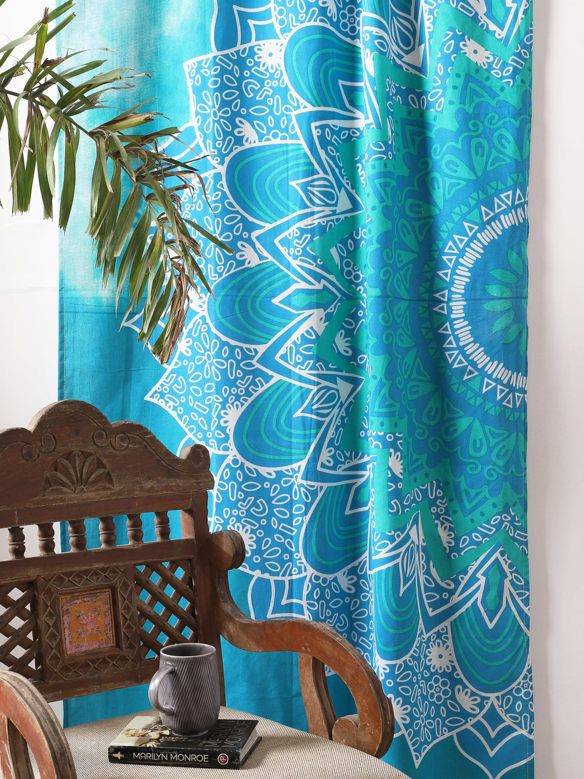 Teal Hippie Mandala Ombre Curtains 83 Inch Length for Living Room Bedroom 2 Panels Set Light Filtering Semi Sheer Window Curtains 76 Inch Width Boho Farmhouse Drapes W76xL83 (83"W x 83"L (Pack of 2) / Teal)