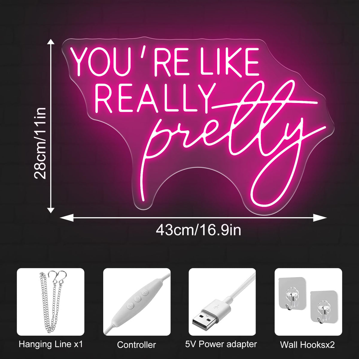 You're Like Really Pretty Neon Sign for Girls Bedroom Salon Wall Decor (You're Like Really Pretty)