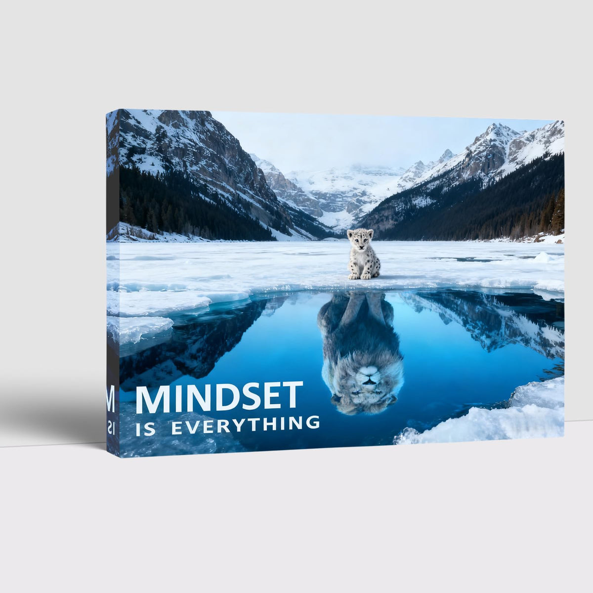 Inspirational Canvas Painting Mindset Is Everything Wall Art Lion Wall Art Mindset Motivational Animals Prints Poster for Bathroom (1p-South / 24L" x 36W")