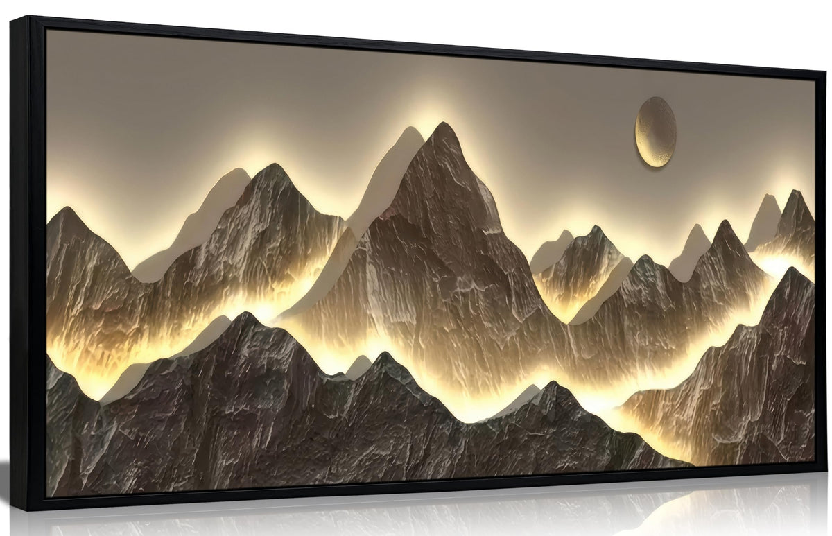 Large Framed Modern Mountain Wall Art Abstract Landscape Canvas Wall Decor (Mountain / 48"L x 24"W)