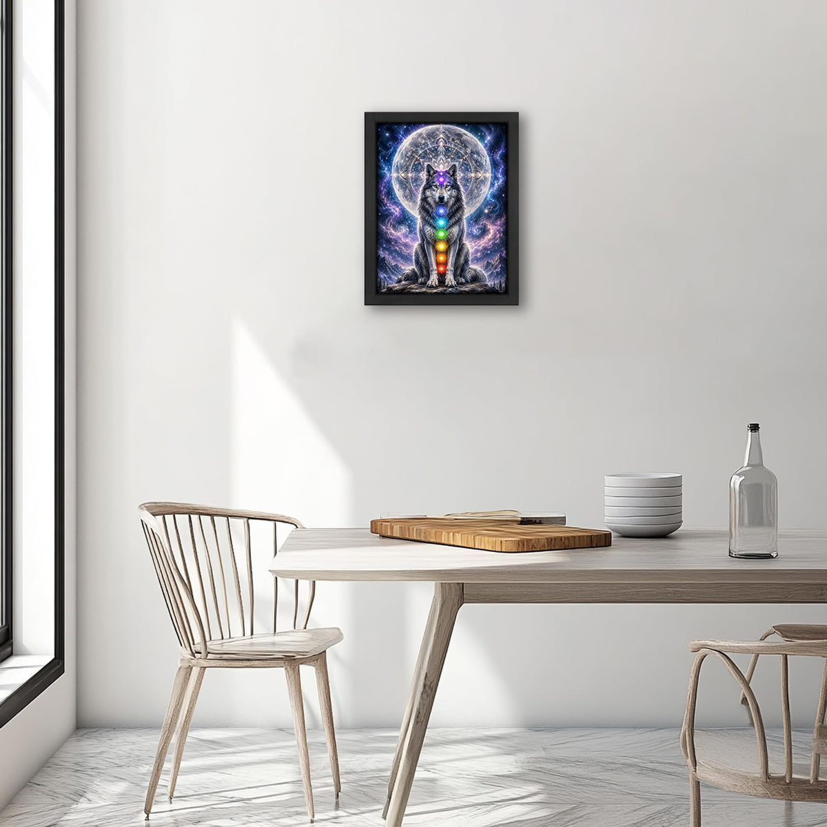 Wolf Moon Decor Wall Art (Wall Art Framed 28 / 10"L x 8"W)