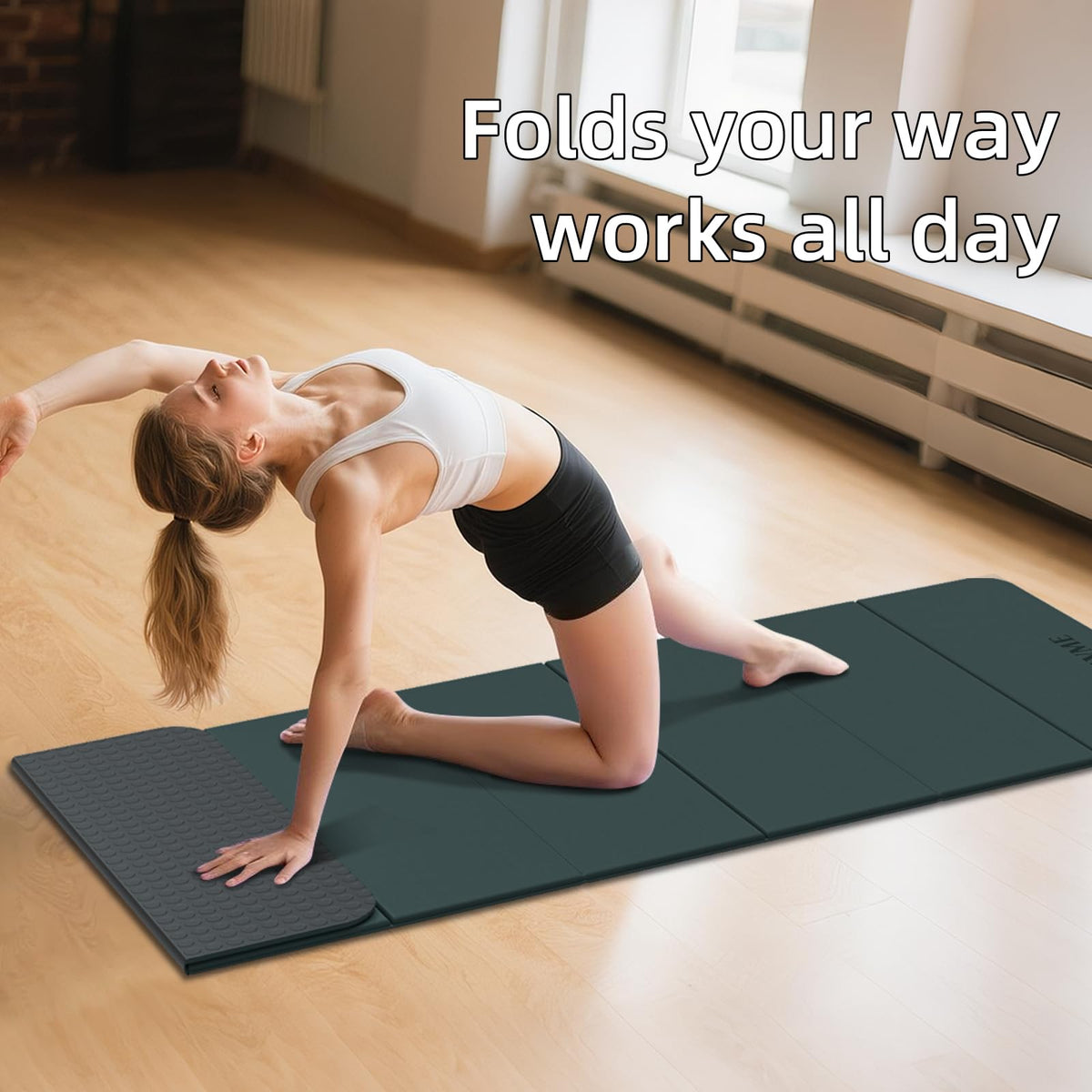 Foldable Yoga Mat (Forest green+Charcoal)