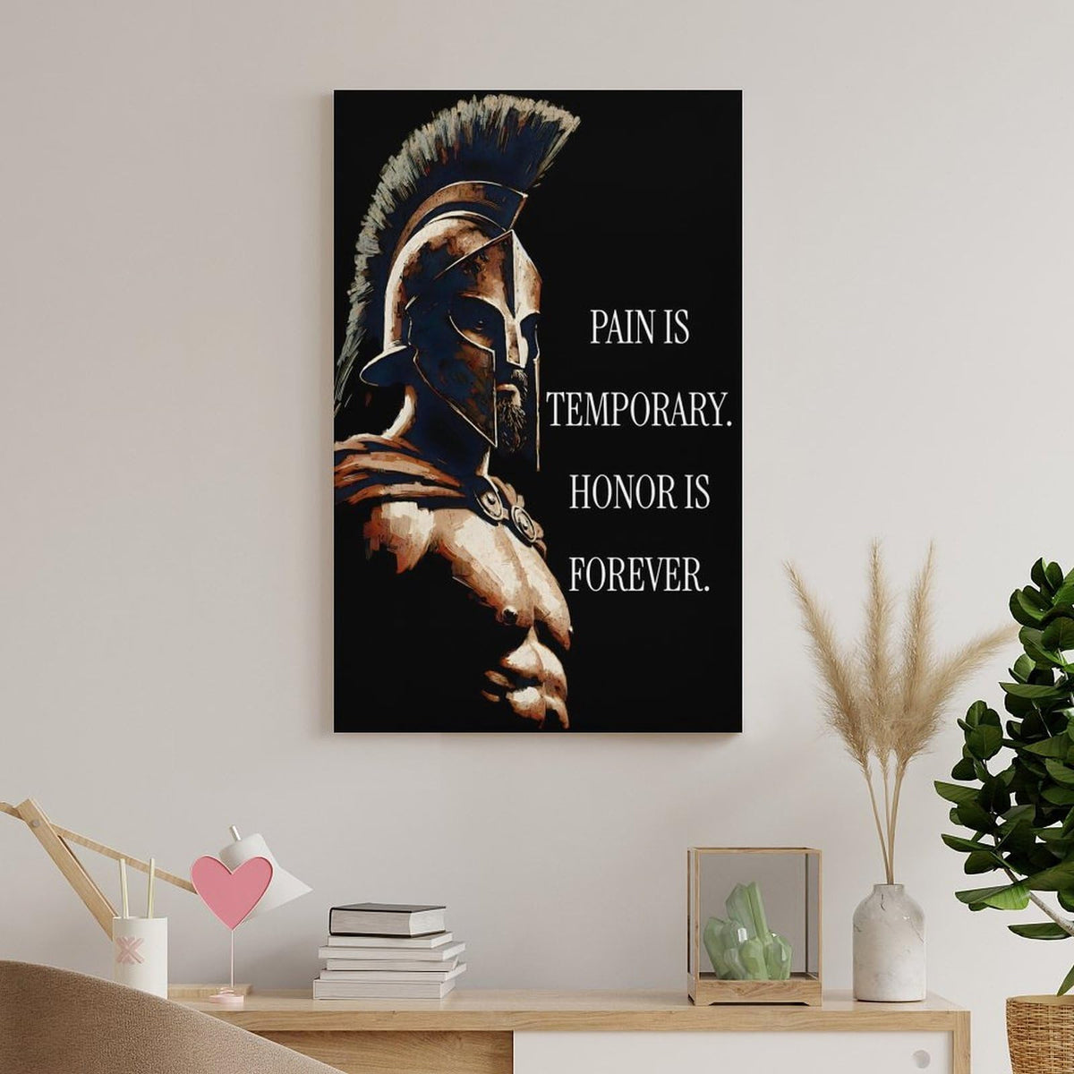 Pain Is Temporary Honor Is Forever Spartan Warrior Code Canvas Printing Wall Art Prints Wall Decor Posters Motivational Black Gold Stoic Living Room Bedroom Office Gym Decor 16x24inch (style-32 / 16x24inch(40x60cm) Frame)